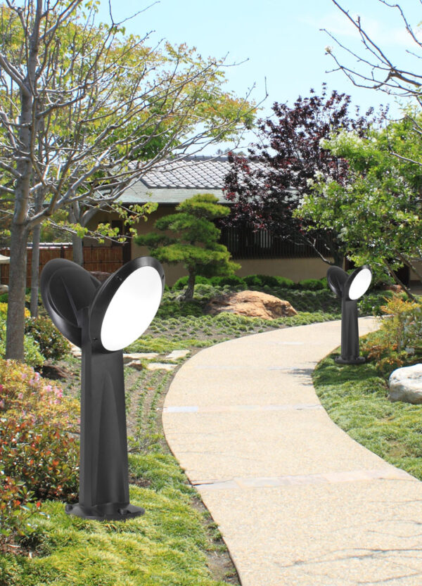 Double Light Bollard Black Opal