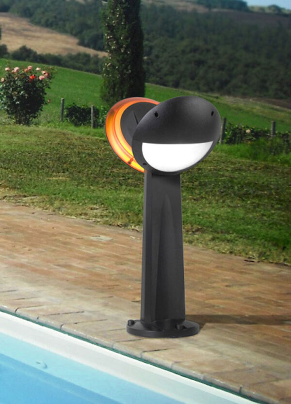 Double Light Bollard Black Opal